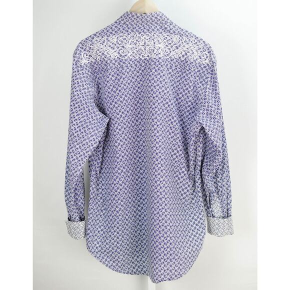 ROBERT GRAHAM LS SHIRT COTTON EMBROIDERY & CONTRASTING FLIP CUFFS M - Picture 1 of 9